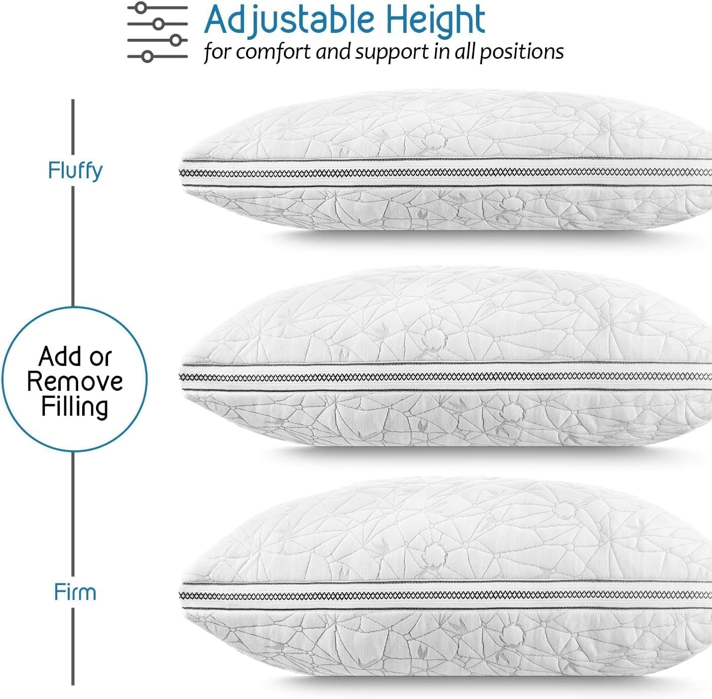Gel-Infused Memory Foam Pillow - Shredded Memory Foam Pillow - Cooling Pillow (King - 2 Pack)