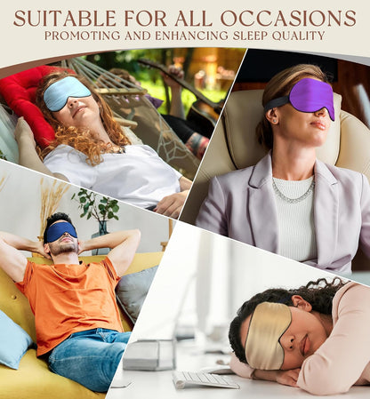 Silk Sleep Mask, 100% Natural Mulberry Silk of Double-Sided & Inner-Filling, Ultra-Smooth Soft, Adjustable Strap, Blocks Light for Night Sleeping, Travel, Office Naps (Gray)