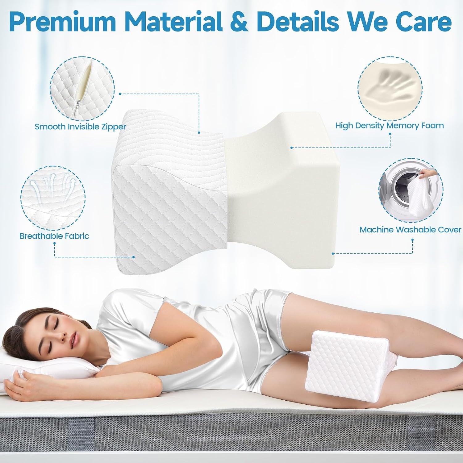 Knee Pillow for Side Sleepers, Leg Pillow for Side Sleeping
