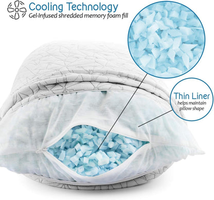 Gel-Infused Memory Foam Pillow - Shredded Memory Foam Pillow - Cooling Pillow (King - 2 Pack)