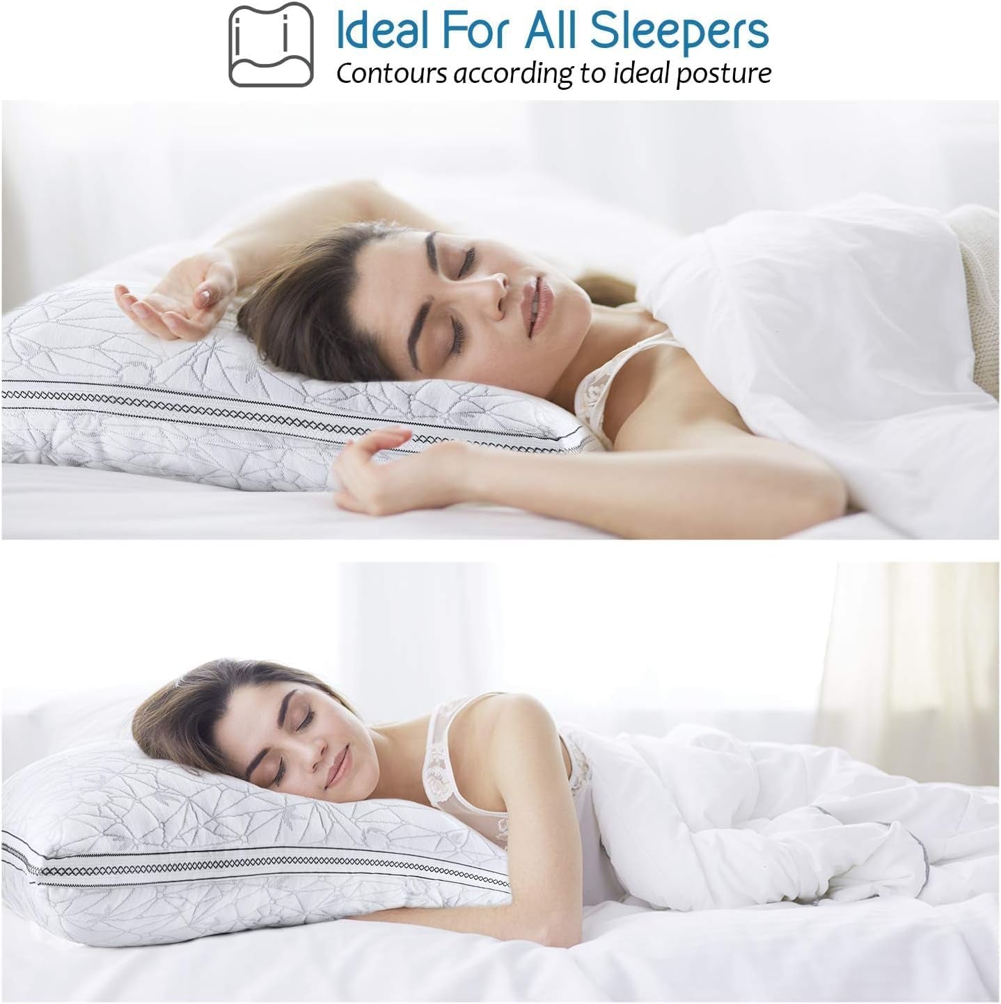 Gel-Infused Memory Foam Pillow - Shredded Memory Foam Pillow - Cooling Pillow (King - 2 Pack)
