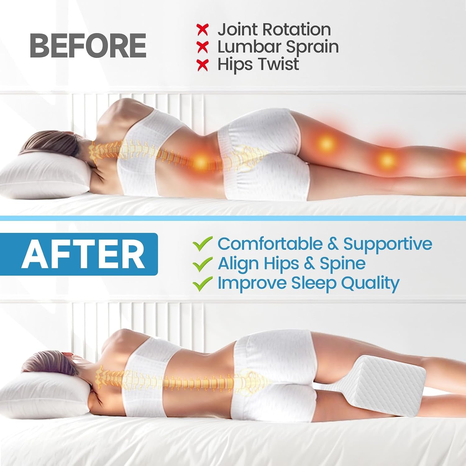 Knee Pillow for Side Sleepers, Leg Pillow for Side Sleeping