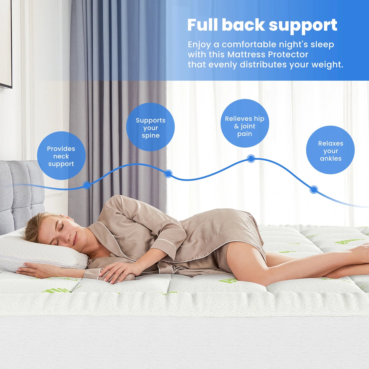 400G Bamboo Viscose Mattress Topper Ultra Soft Pillow Top Mattress Pad with Stretchable Pockets Breathable Cooling Topper