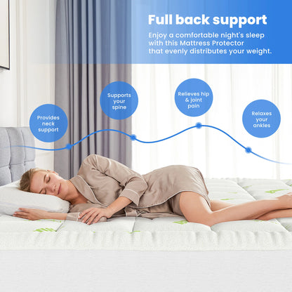 400G Bamboo Viscose Mattress Topper Ultra Soft Pillow Top Mattress Pad with Stretchable Pockets Breathable Cooling Topper